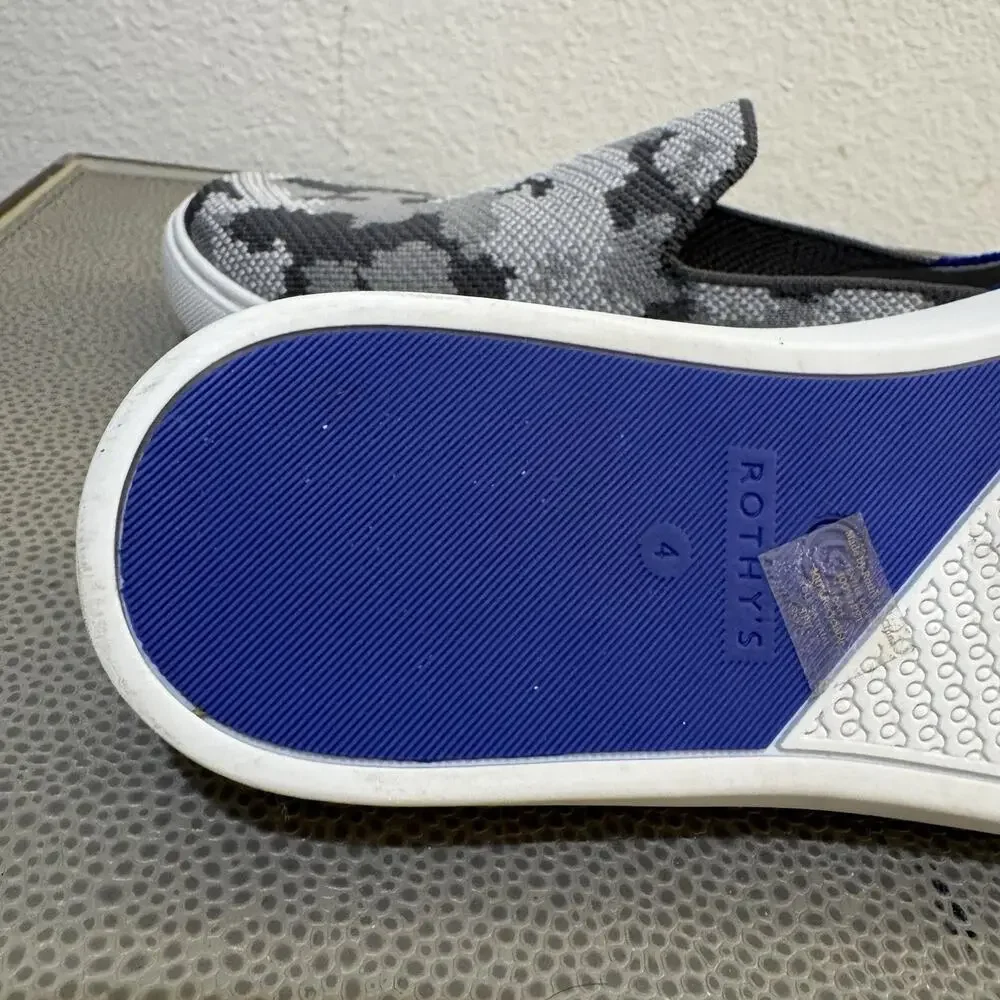 Rothys Kids Gray Camo Slip On Sneakers Size 4 Shoes Unisex Boys Girls